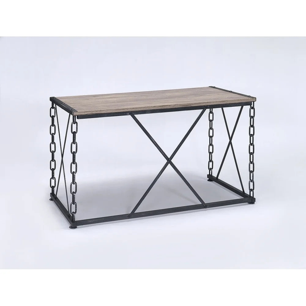 Rustic Oak and Antique Black Rectangular Desk K470