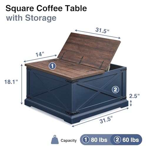 Square Wood Coffee Table with Storage U2081