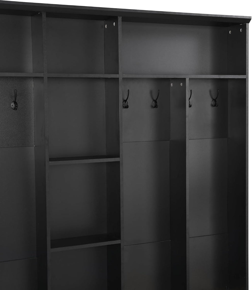 Black Hall Tree with Storage Bench and 8 Hooks R737781