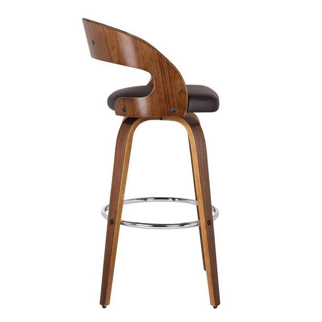 26" Wood Faux Leather Counter Stool in Brown T47130