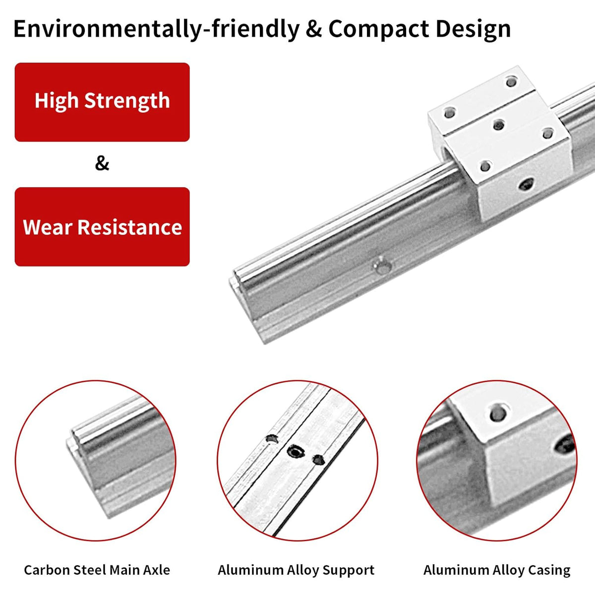 2X SBR16-2000mm Linear Slide Rail and 4X SBR16UU Carriage Bearing Block W724