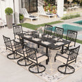 8 Pcs Outdoor Patio Dining Set Swivel Chairs and Extendable Table F29647