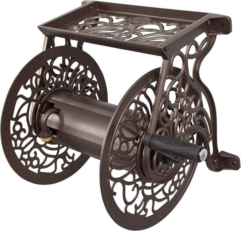 Cast Aluminum Wall Mount Garden Hose Reel, Holds 125-Feet of 5/8-Inch Hose I72837