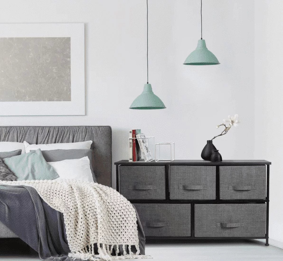 5 Drawer Fabric Storage Dresser with Wood Top P46176