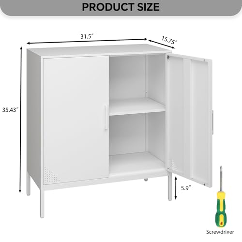 Black Metal Storage Cabinet with Adjustable Shelves J43265