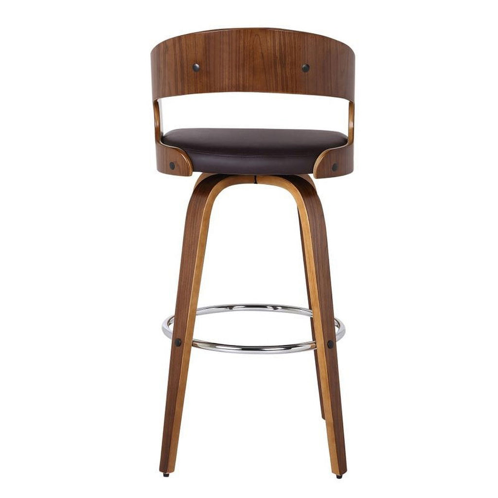 26" Wood Faux Leather Counter Stool in Brown T47130