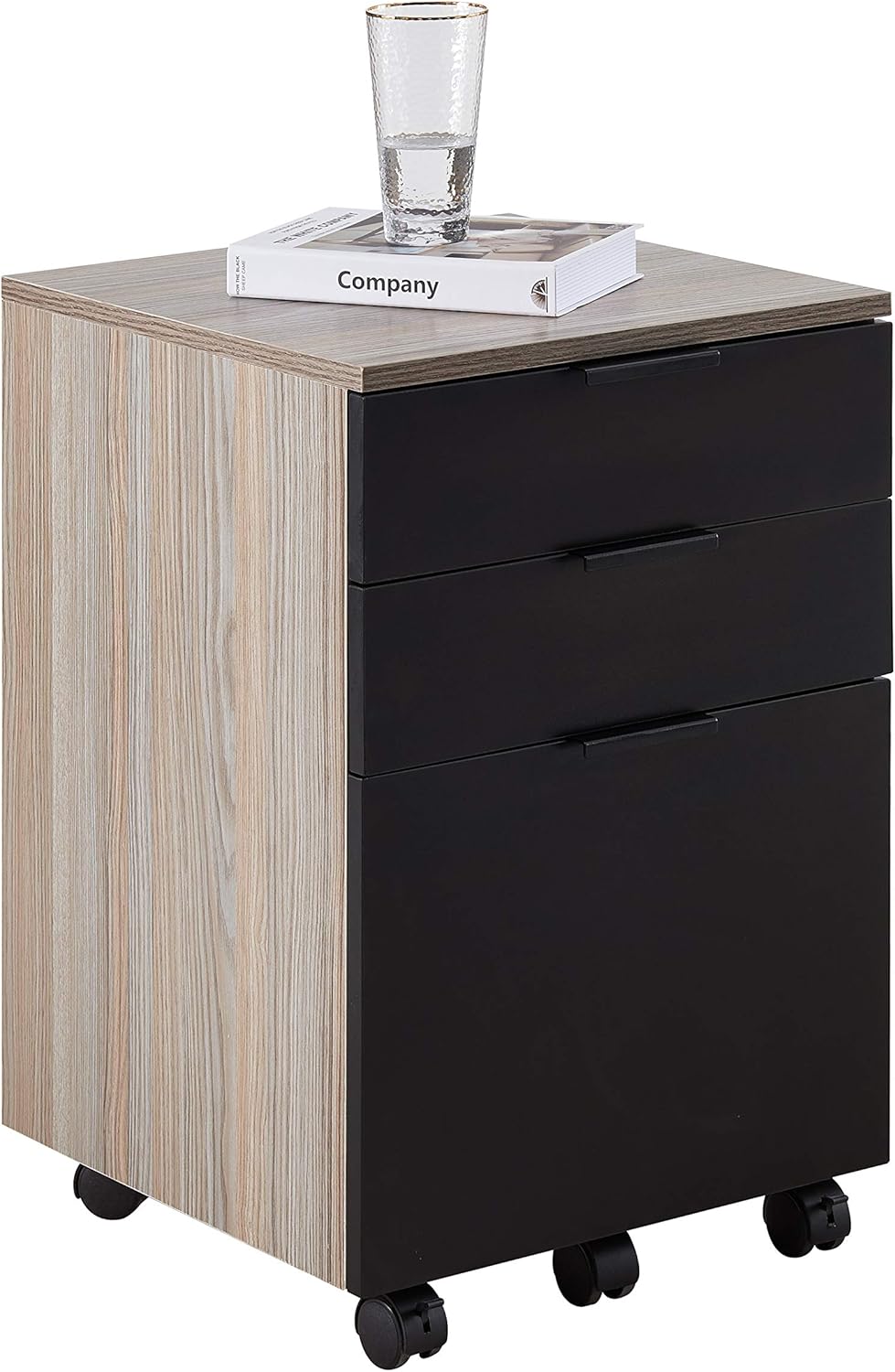 3 Drawer Rolling Wood File Cabinet with Locking Wheels C673113
