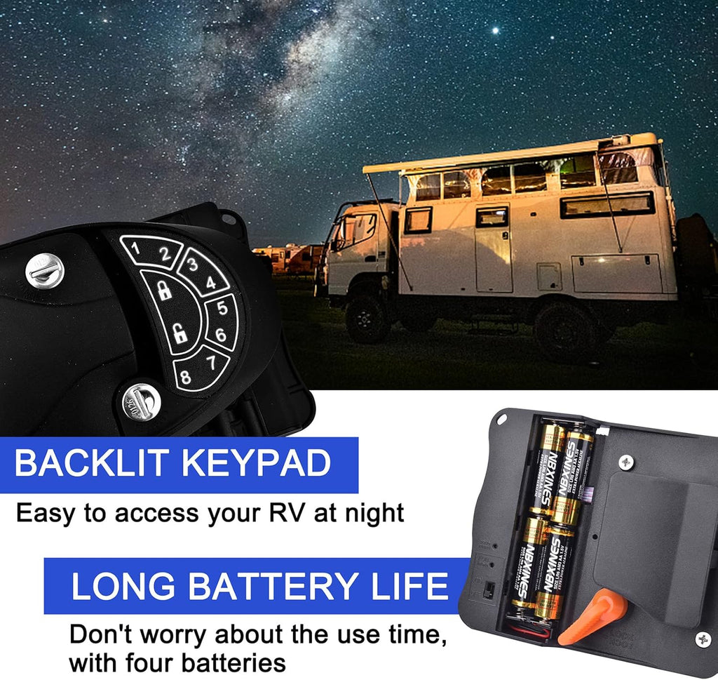RV Keyless Entry Door Lock with Backlit Keypad and 2 Key Fobs, Pack of 2 U6874