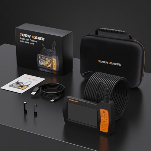 Sewer Inspection Camera, 50FT Semi-Rigid Cable, 5" IPS Screen, IP67, 32G Storage Card, Carrying Case X4635