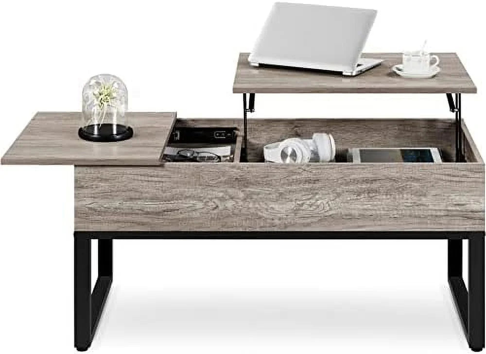 Lift Top Coffee Table with Hidden Compartments and Side Drawer B222157