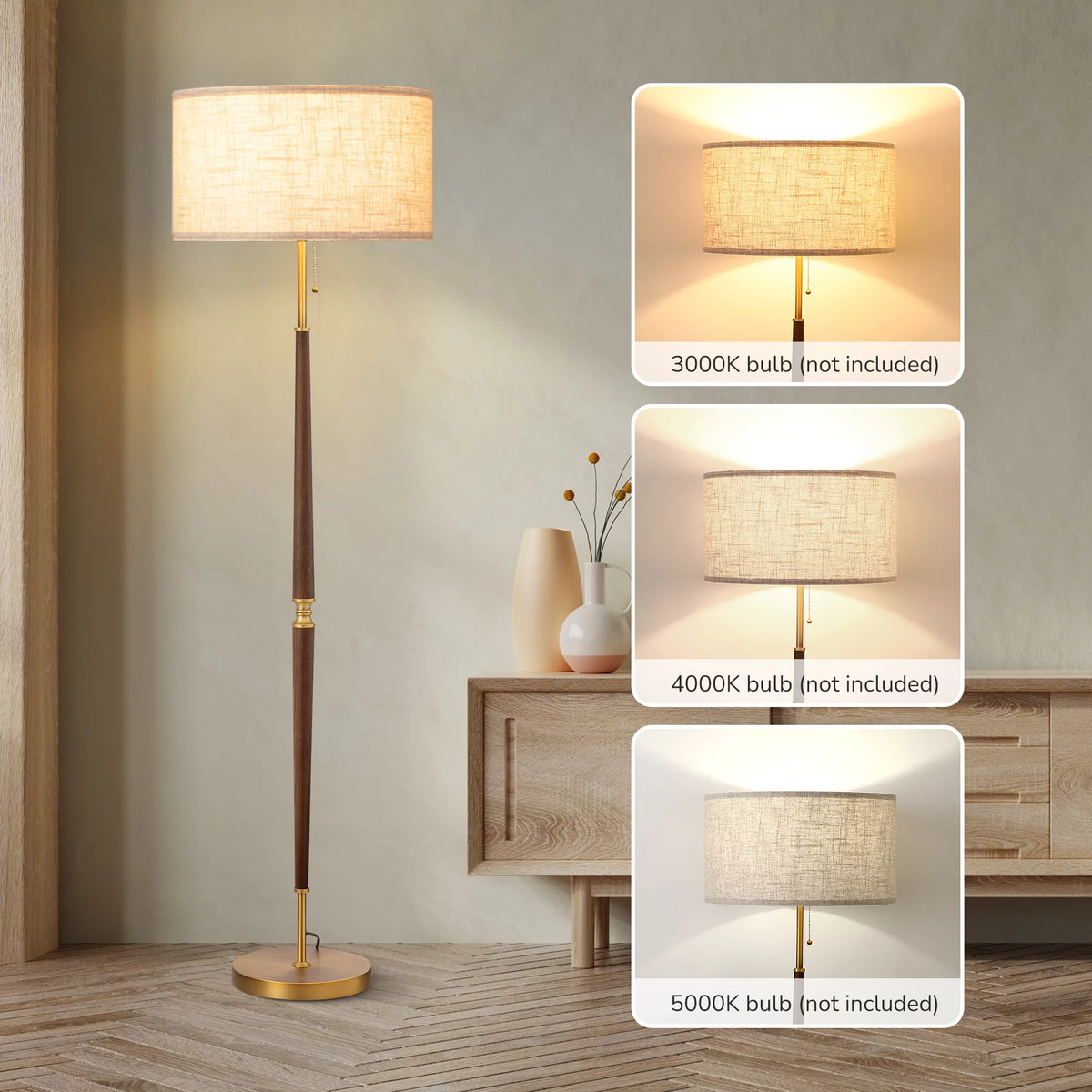 62 inch Mid-Century Modern Floor Lamp with Chain Switch S5314