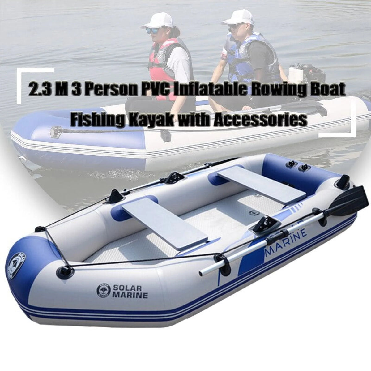 2.3m PVC Inflatable Rowing Boat with Oars and Pump A88199