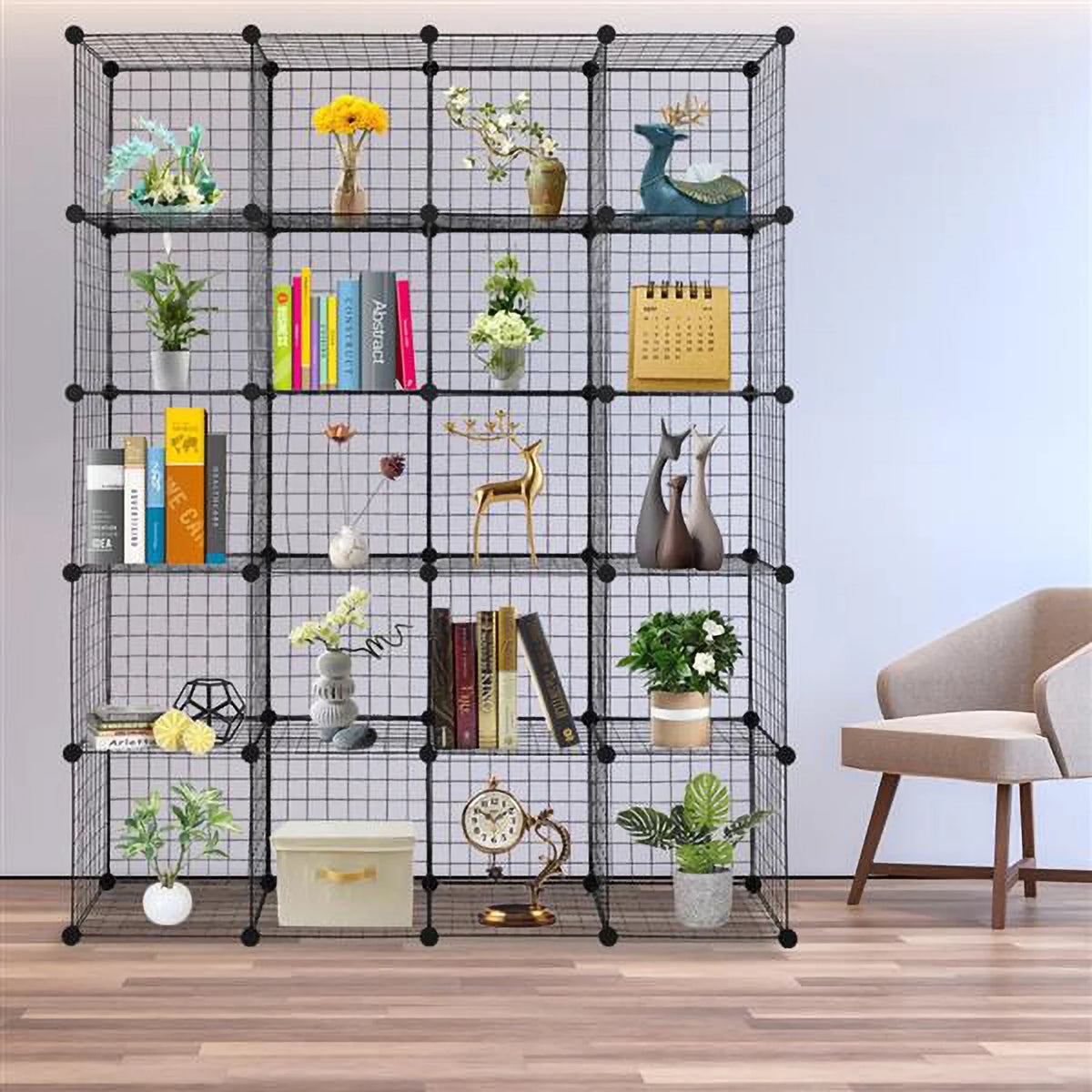 20-Cube Metal Grid Storage Shelves Organizer W860