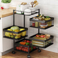 4-Tier Rotating Metal Storage Basket with Wheels V61672