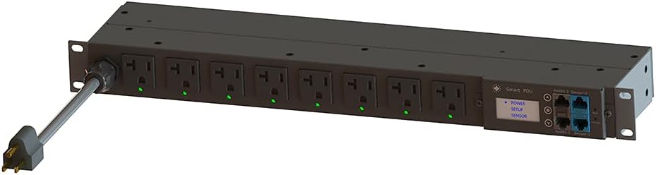 19 1U Rackmount 8-Outlet Smart PDU Metal Case 12Ft Power Cord AC110-120V 15/20A (UL) V915448