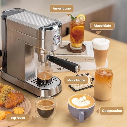 Compact Stainless Steel Espresso Machine with Steam Wand C937