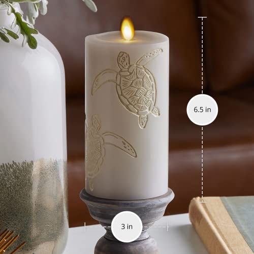 White Pinecone Flameless LED Candle Pillar (3" x 6.5") A45695