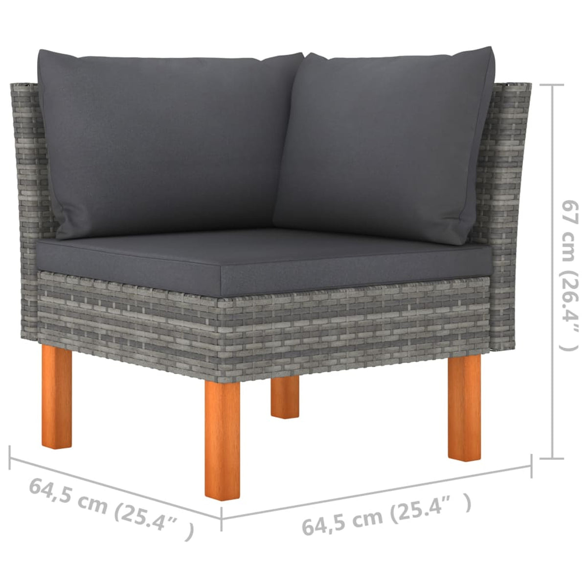 6 Piece Gray Poly Rattan Sectional Outdoor Furniture Set Z26833