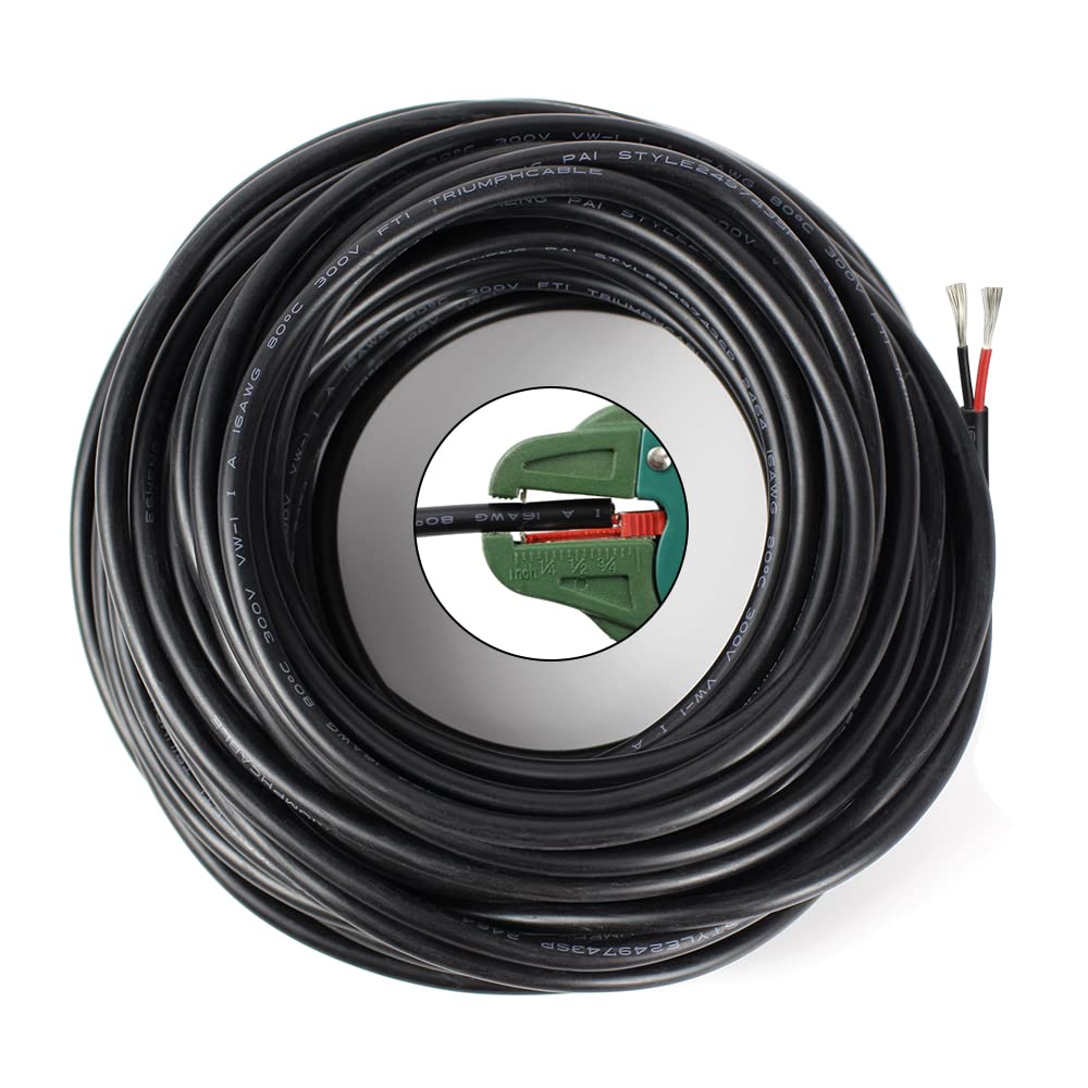 16AWG 2 Conductor Tinned Copper Wire, 65.6ft, Pack of 2 R414327