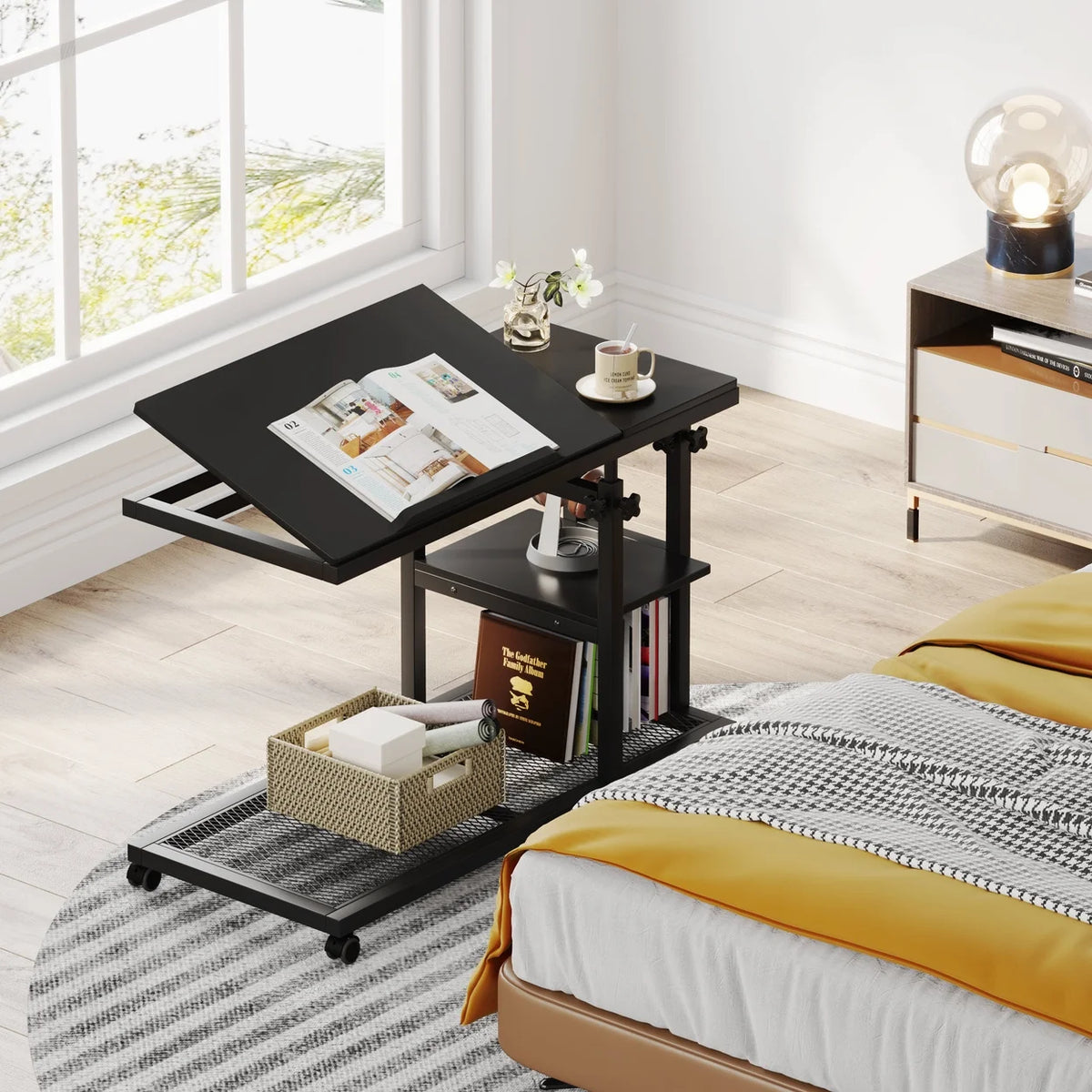 Height Adjustable C Table with Wheels I8052