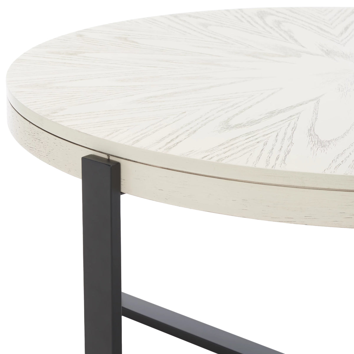 Round Coffee Table, White Wash Top/Black Legs P351