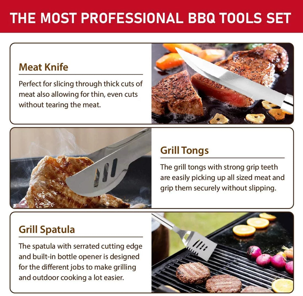 41Pcs Stainless Steel BBQ Grill Tool Set with Storage Bag N146975