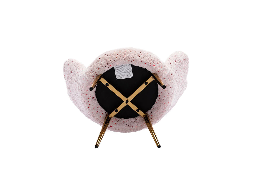 Pink Faux Fur Kids Sofa Chair with Gold Legs F88396