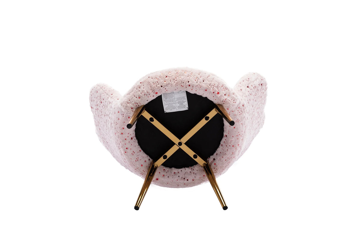 Pink Faux Fur Kids Sofa Chair with Gold Legs F88396