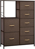 Gray 7 Drawers Fabric Dresser with Shelves G61590