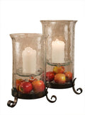 Bronze Iron Hammered Glass Hurricane M5236