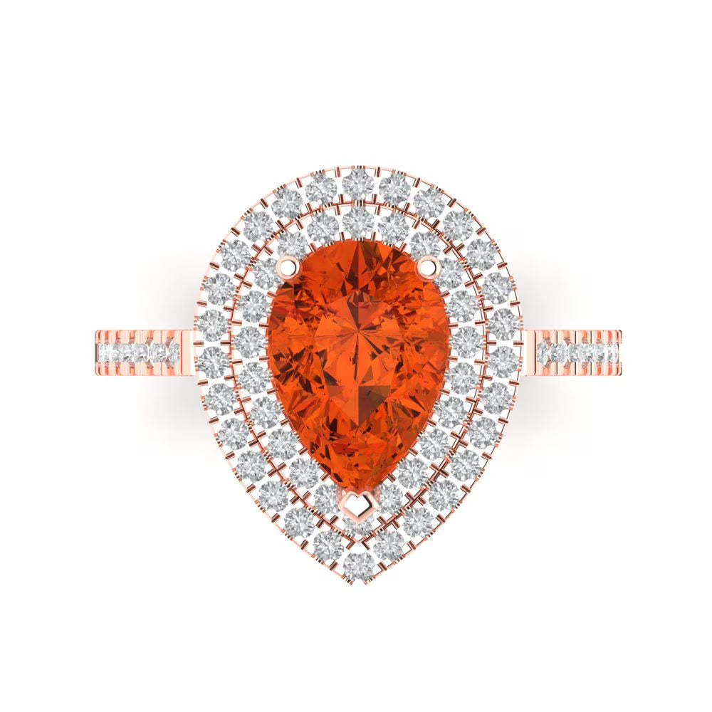 14k Rose Gold Halo Solitaire Ring size 6.5 E762