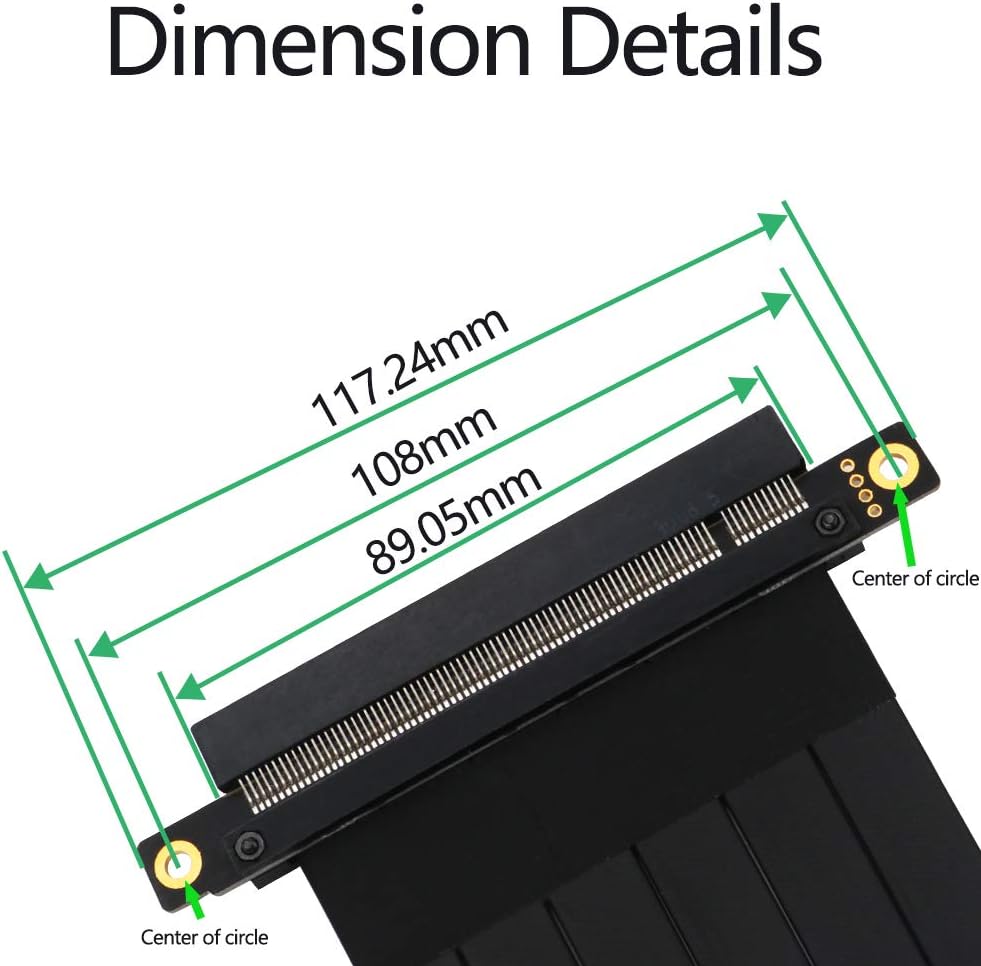 PCIE x16 Extension Cable 180 Degree 20cm Pack of 2 T6354