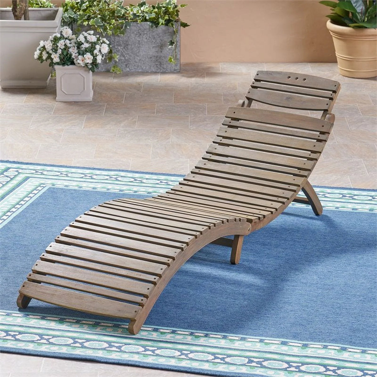 Acacia Wood Foldable Chaise Lounge Q645363