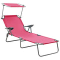 Pink Steel Sun Lounger with Canopy B1882