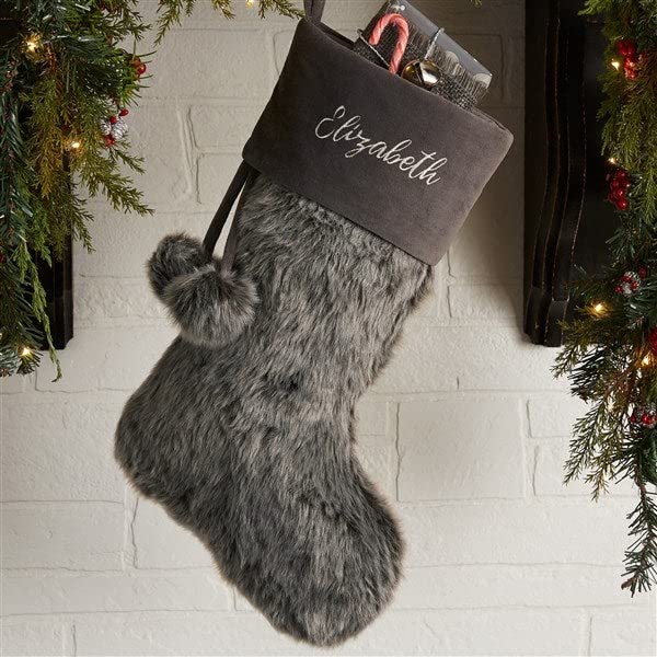 Grey Faux Fur Christmas Stocking Z51670