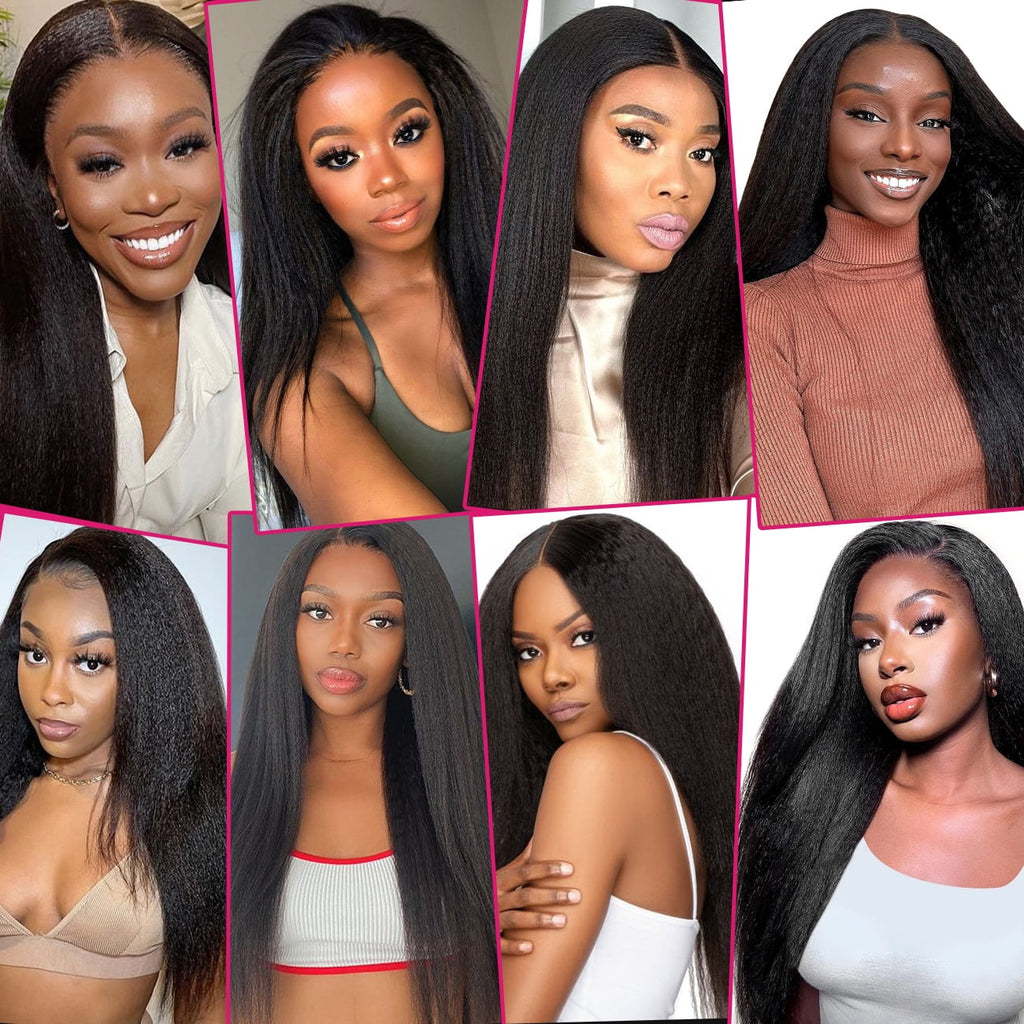 Human Hair Kinky Straight 4x4 Lace Front Wig 14 inch U3983