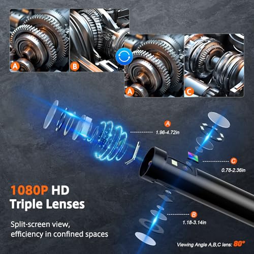 Sewer Inspection Camera, 50FT Semi-Rigid Cable, 5" IPS Screen, IP67, 32G Storage Card, Carrying Case X4635