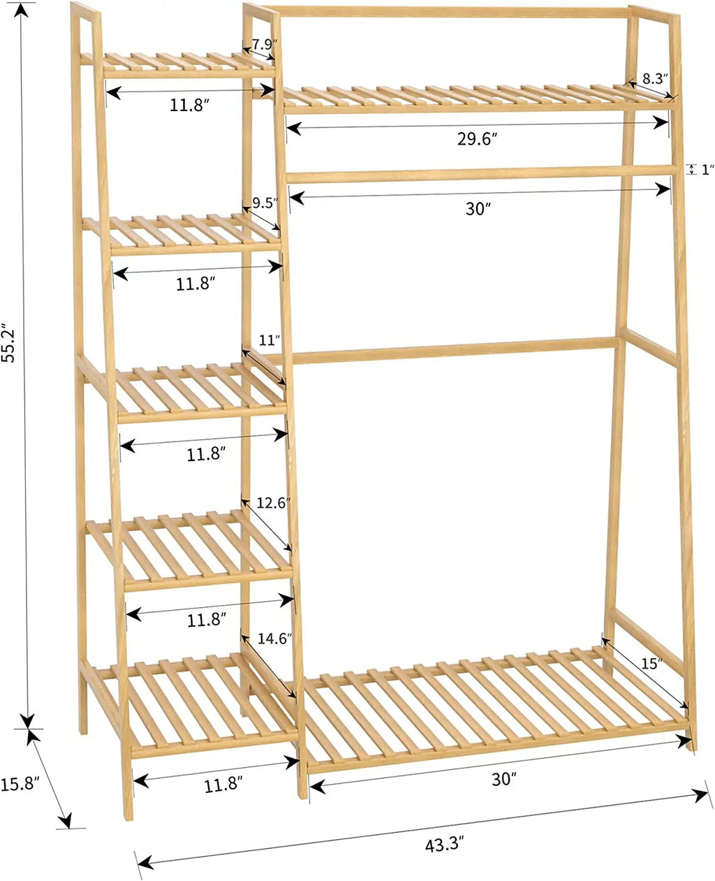 43.5" Rolling Garment Rack with Shoe Rack D37423