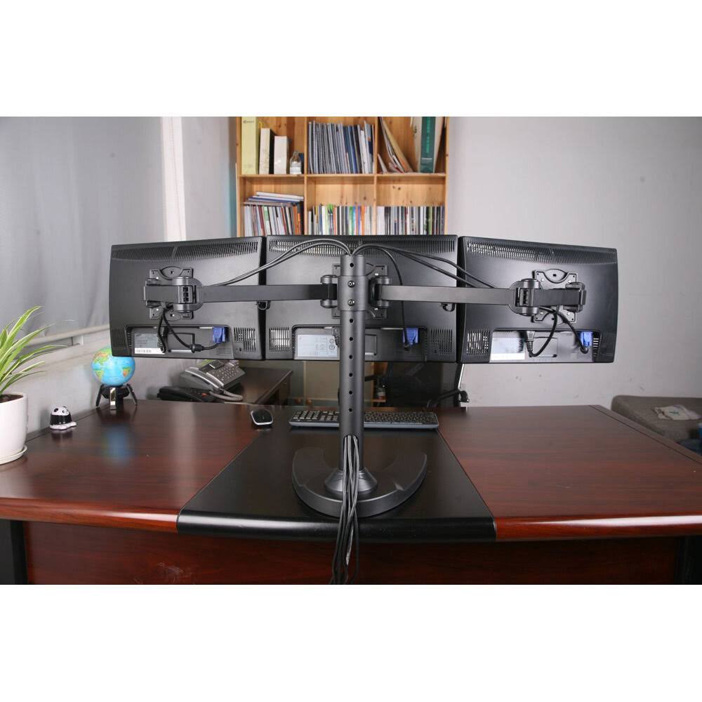 Triple Freestanding Height Adjustable Monitor Desk Mount, Black N9383