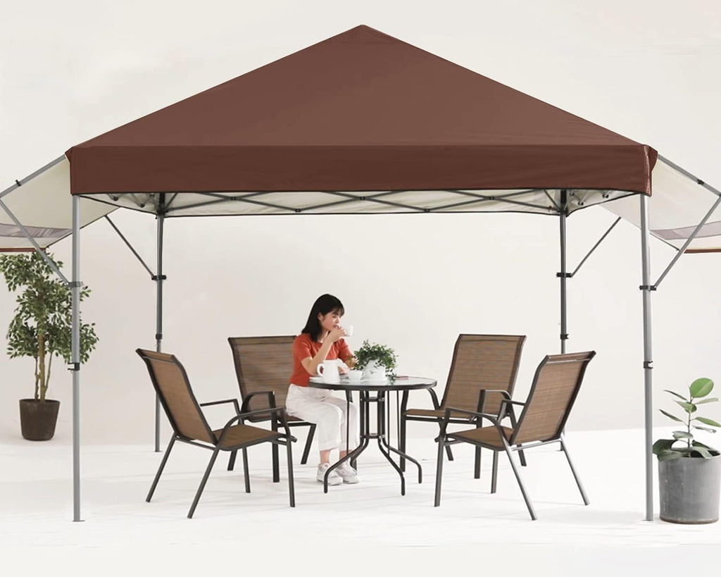 10x10 Pop-up Canopy Tent with Double Awnings Dark Gray Z689