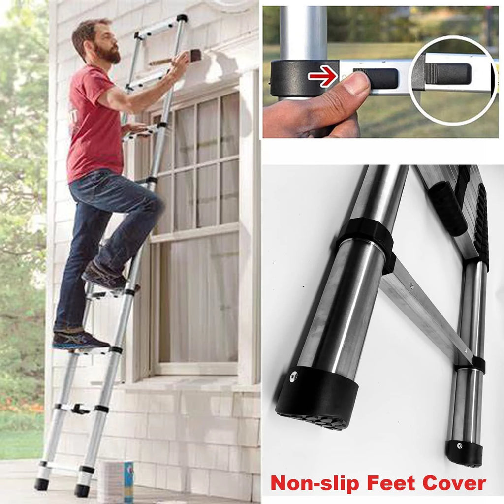 8.5ft Stainless Steel Telescopic Non-Slip Ladder V25876