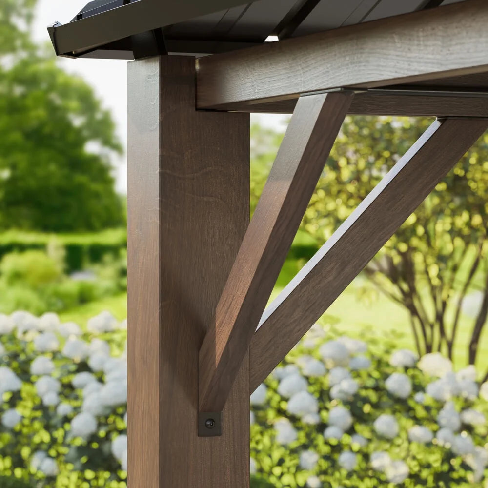 9.8' x 9.8' Hard Top Outdoor Gazebo with Roof Vent, Aluminum and Steel Frames O245626