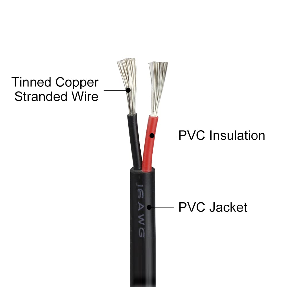 16AWG 2 Conductor Tinned Copper Wire, 65.6ft, Pack of 2 R414327