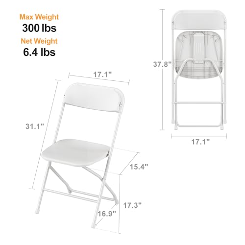 10 Pack White Plastic Folding Chair with Steel Frame X4560