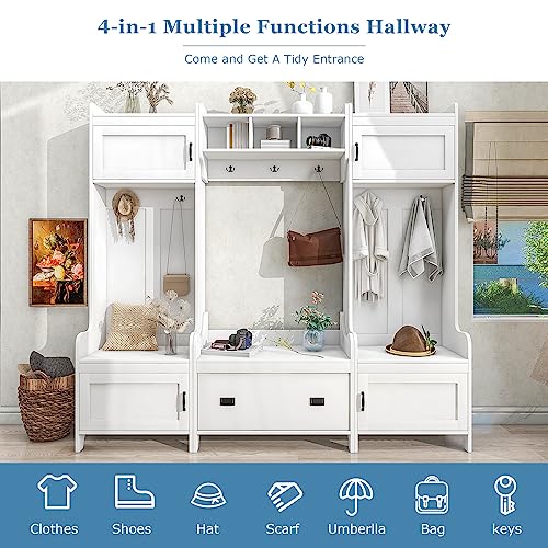 White Hall Tree with Bench and Shoe Storage W228