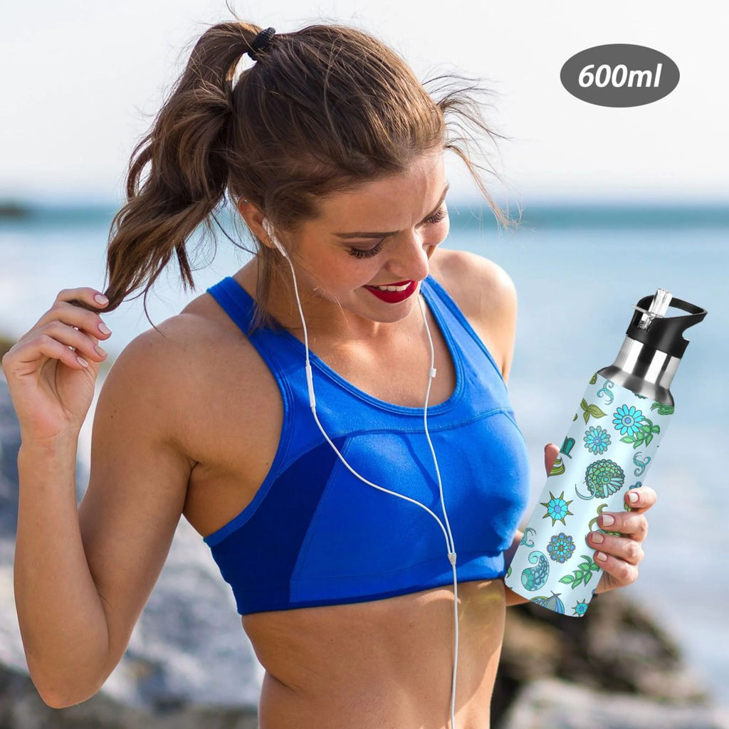 20 oz Insulated Stainless Steel Water Bottle with Straw Lid A43774