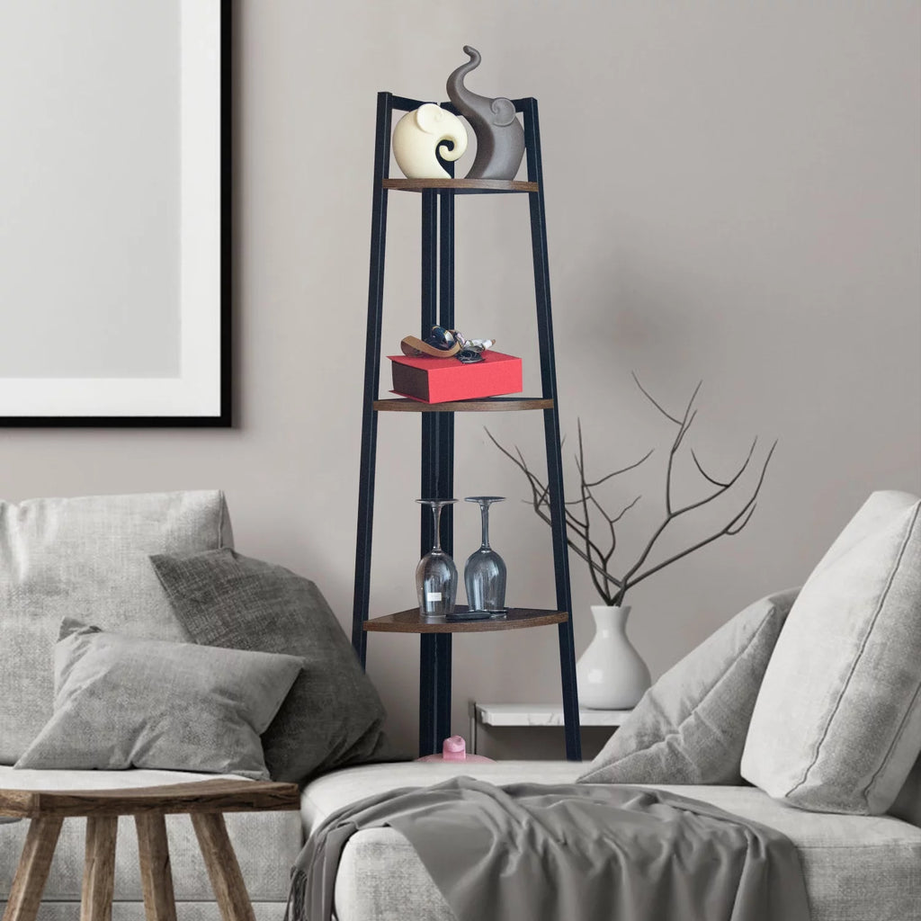 65 Inch Brown 5-Tier Corner Shelf J6085