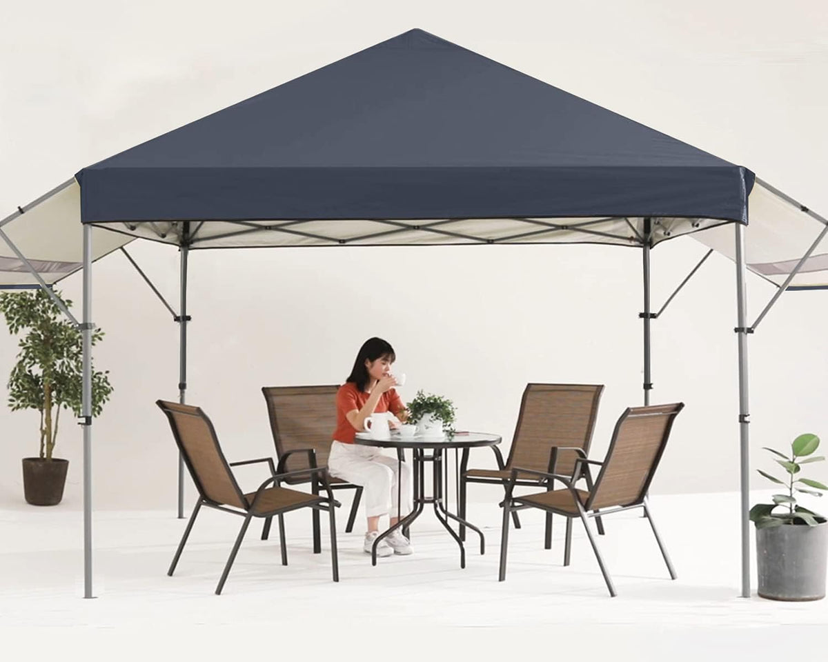 10x10 Pop-up Canopy Tent with Double Awnings Dark Gray Z689