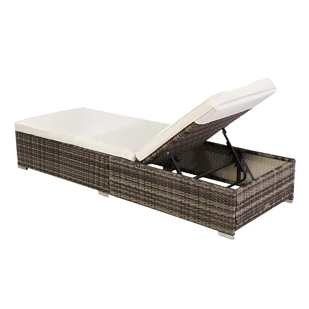 Adjustable Pool Chaise Lounge Chair PE Wicker with Cushion K4257