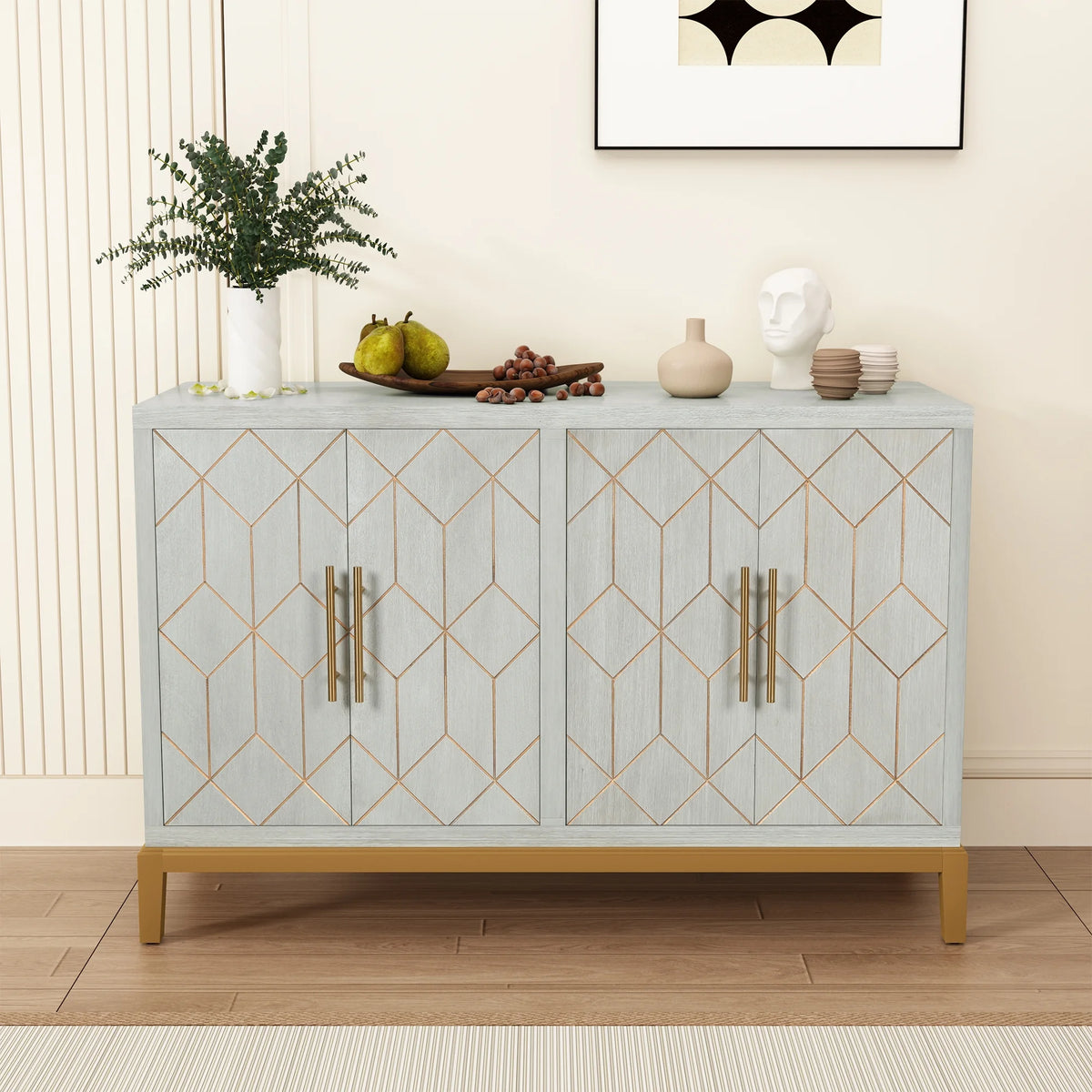 Green Accent Cabinet with Gold Trim H48920